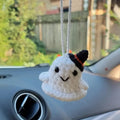Hand-woven plush car hanging ornament in cartoon design with polyester construction and hanging cord
