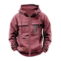 Men's loose fit hooded sweatshirt with zip, long sleeves, polyester fabric, available in multiple colours