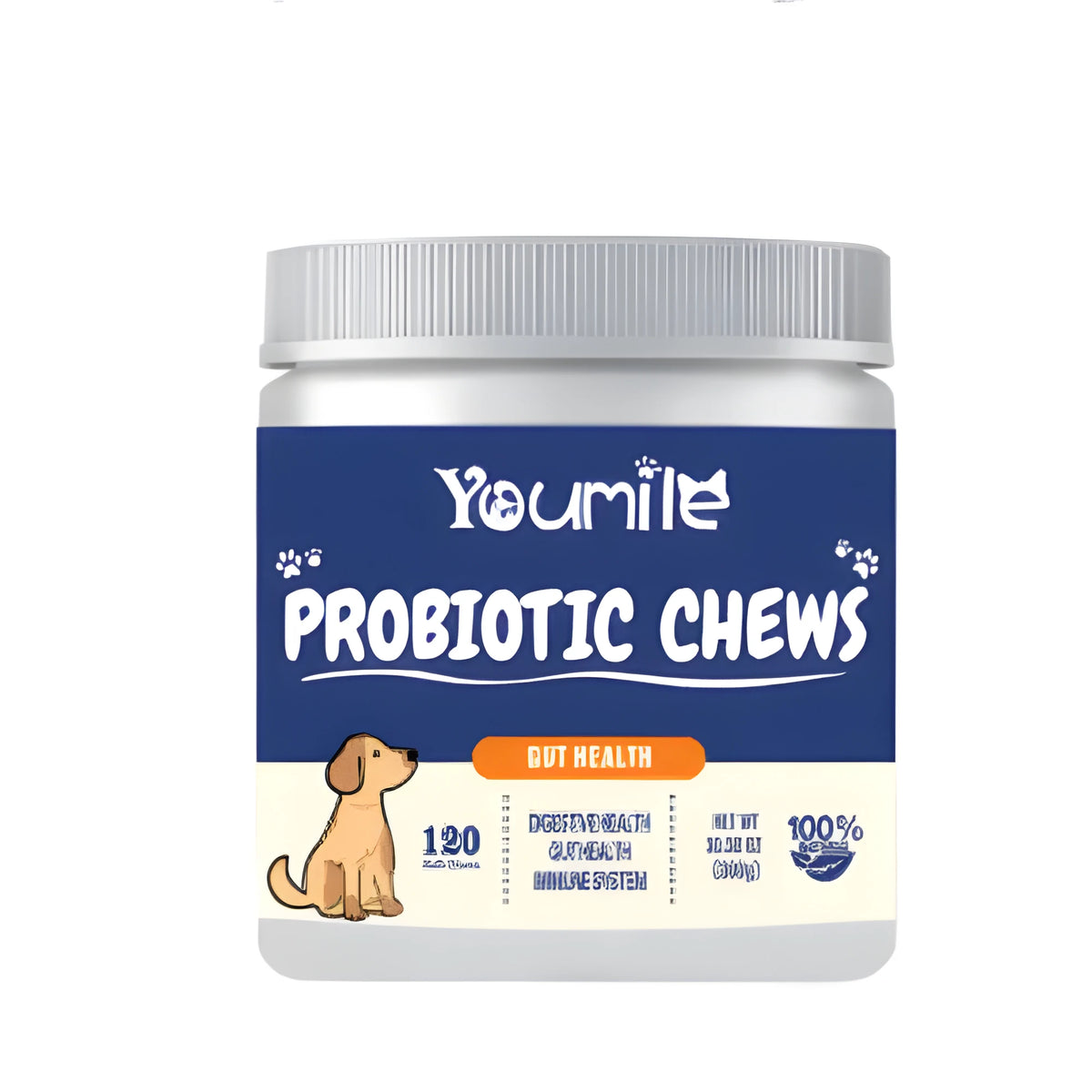 Probiotic chewing capsules 120 count health supplement pack for daily digestive support