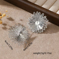 Three-dimensional hollow flower earrings in gold or silver alloy with daisy and petal design