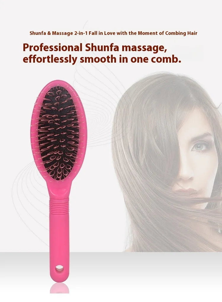 Black ring tooth hair extension comb with airbag cushioning on white background