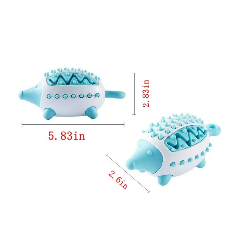 Interactive dog treat chew toy, food-leaking squeaky ball for puppies and large dogs, teeth cleaning, blue green pink