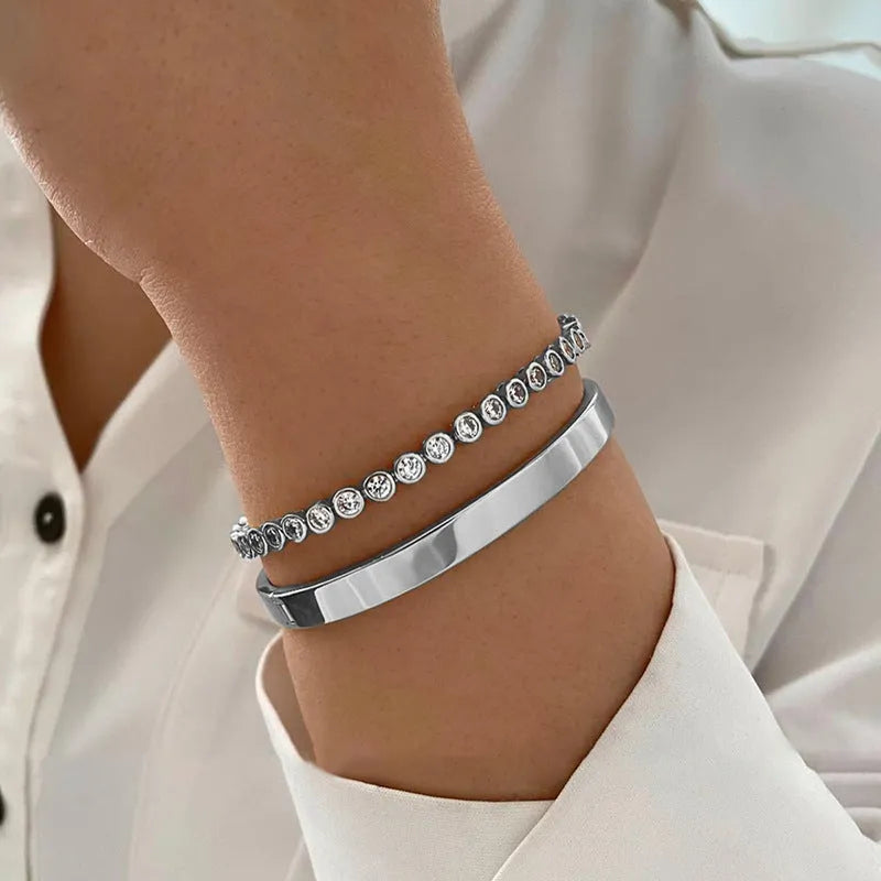 Gold or Silver electroplated zinc alloy bracelet set of 2 with retro drop, geometric, and water droplet design