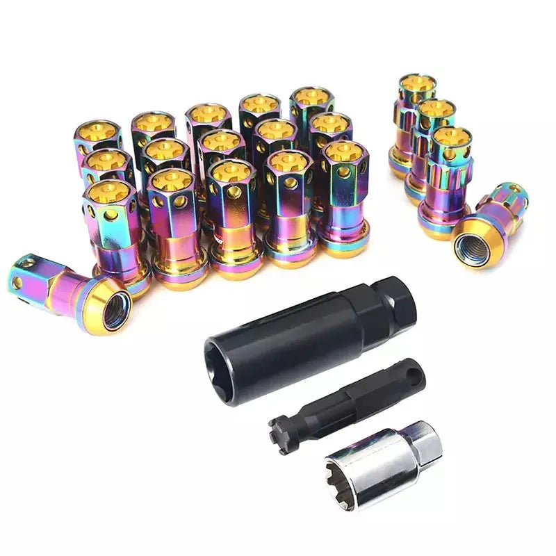 Aluminium alloy automobile wheel hub nuts in multiple colours with M12 thread specifications