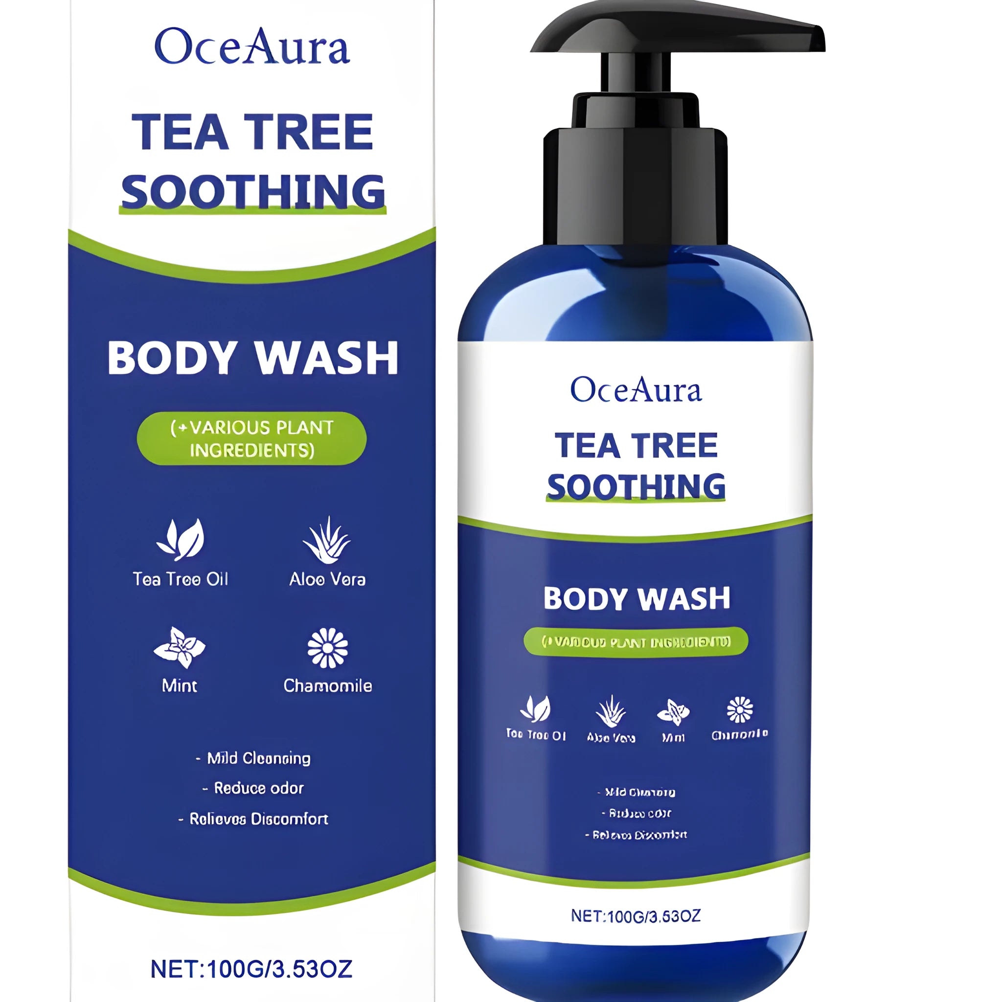 Tea Tree Soothing Shower Gel 100g – gentle body wash packaging with botanical extracts and mild cleansing formula