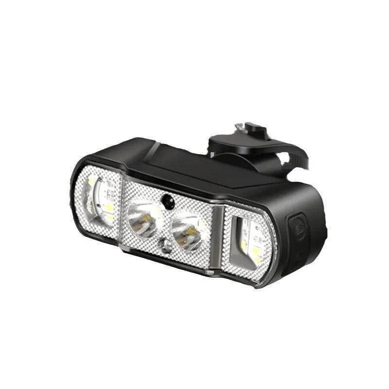 Black bicycle headlight with XPG-LED lamp beads, rechargeable battery, and wave induction functionality