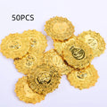 Plastic pirate gold coin toy, pointed style, 3.6cm x 0.2cm, pirate gold coin tip colour for Halloween dress up