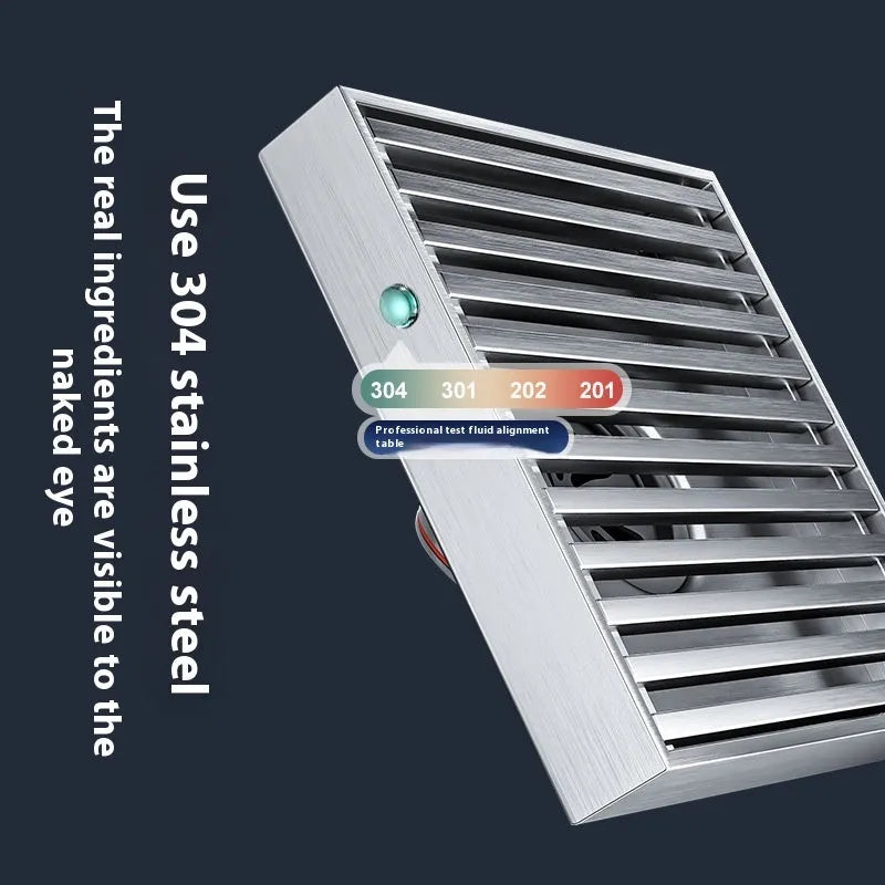 304 stainless steel courtyard deodorant floor drain with gun grey ABS plastic core, 15x15 cm square frame