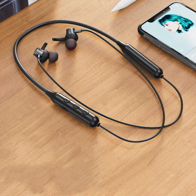 Wireless Bluetooth headset in black or red with neckband design, magnetic earbuds, Bluetooth 5.0 and 10-metre range