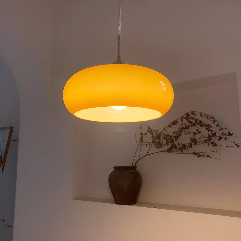 Bauhaus retro three-headed egg tart pendant light with glass shades in milk white