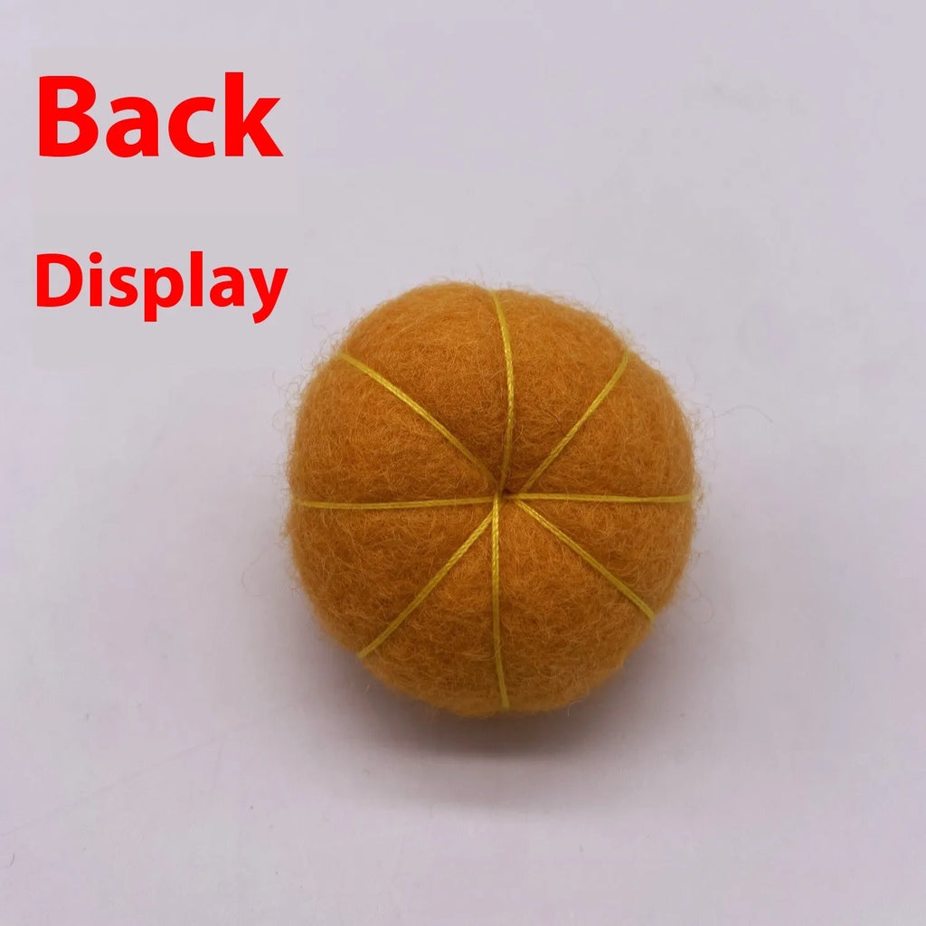 Wool felt pumpkin ornaments for doll displays in autumn colours