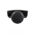 Black and blue silicone steering wheel assist ball for single-handed driving on a car steering wheel.