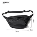 Black men's Oxford fabric chest bag with visible stitching, worn across the chest.