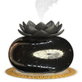 Pure black Lotus ultrasonic aromatherapy humidifier with USB connection and round design