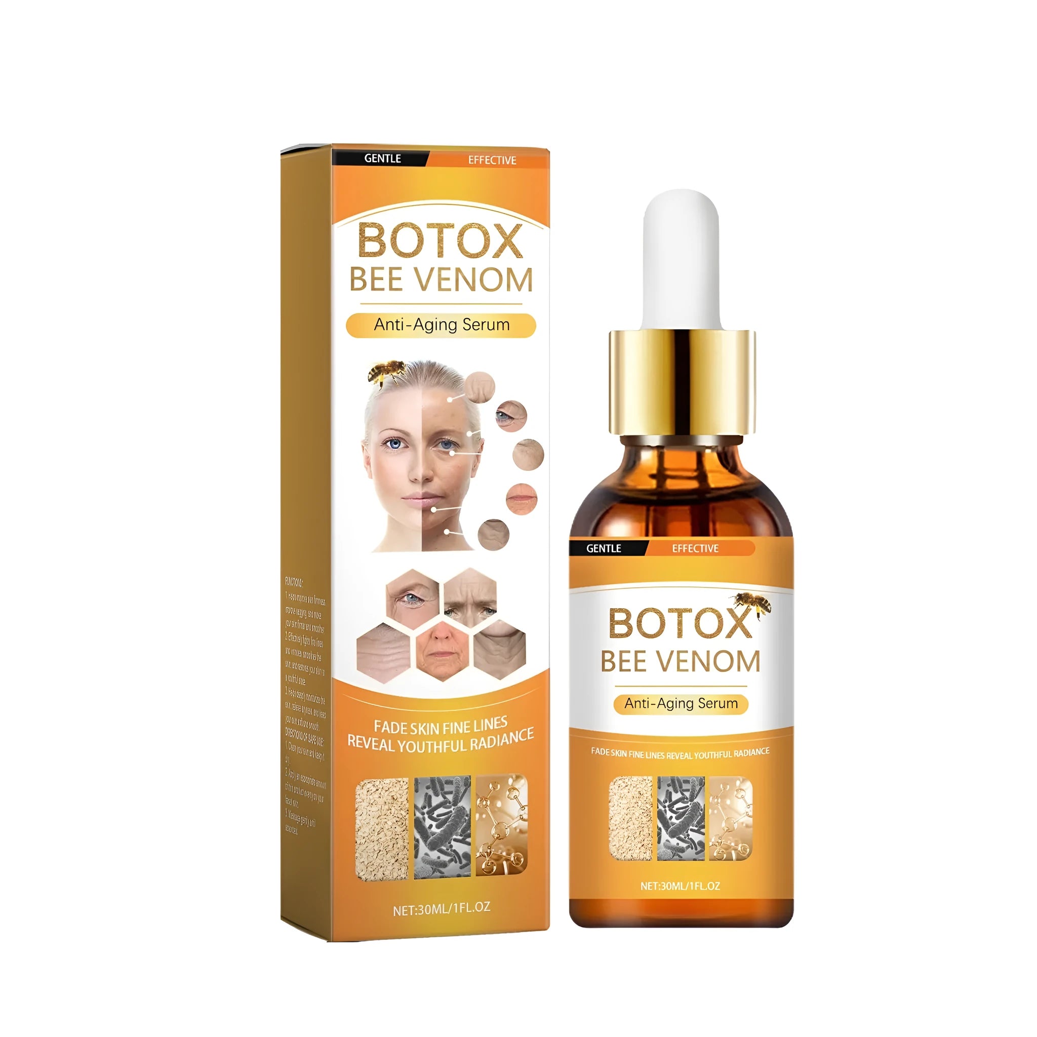 Anti Aging Liquid Anti Wrinkle Serum with Hyaluronic Acid and Bee Venom 30ml Hydrating Skin Care Essence for Firming Face