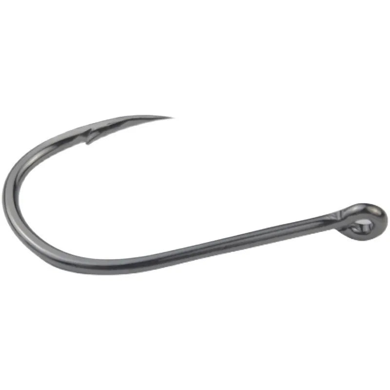 Bulk pack of barbed crooked mouth fishing hooks in alloy carbon steel for sea fishing