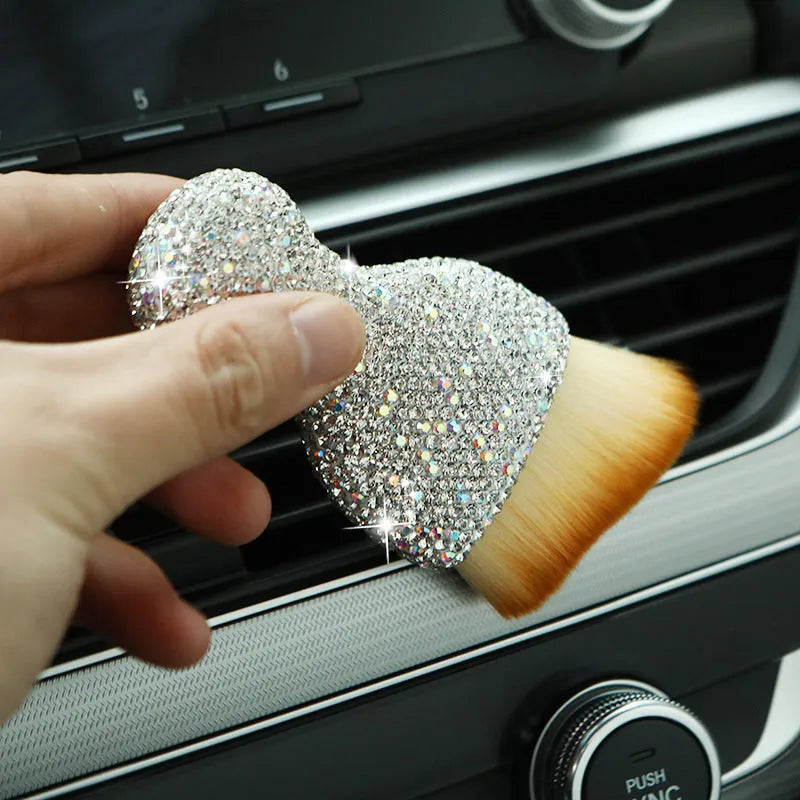 Car interior soft cleaning brush with PVC bristles in white, pink, and black colour options