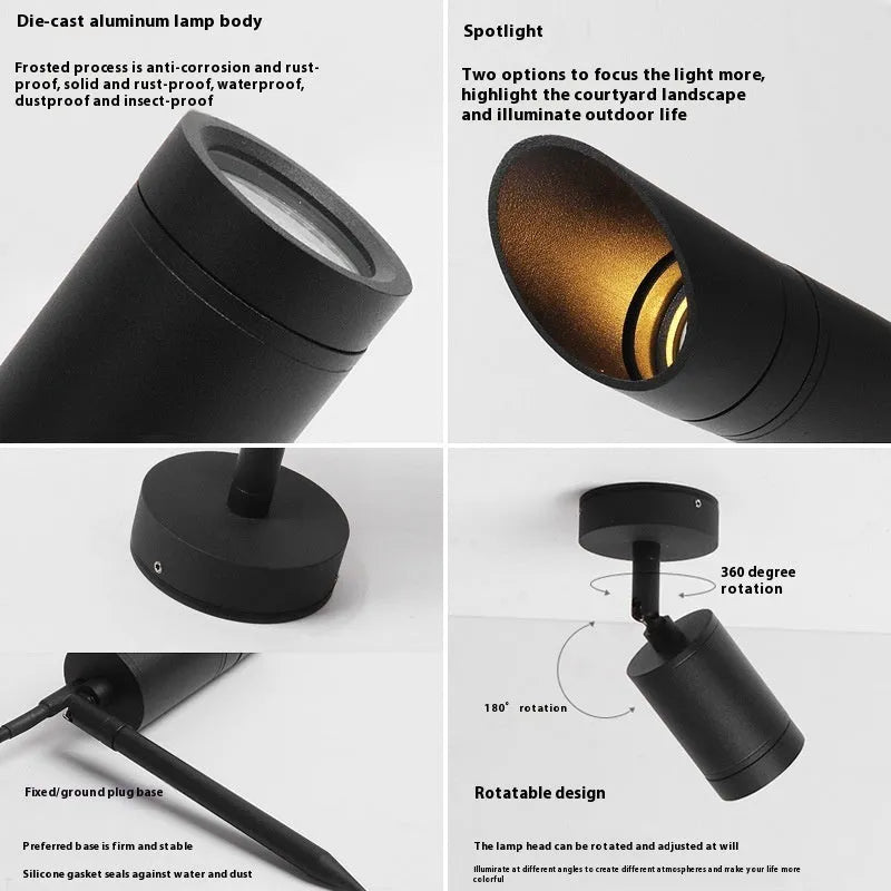 Outdoor aluminium ground lamp with LED lighting for garden pathways