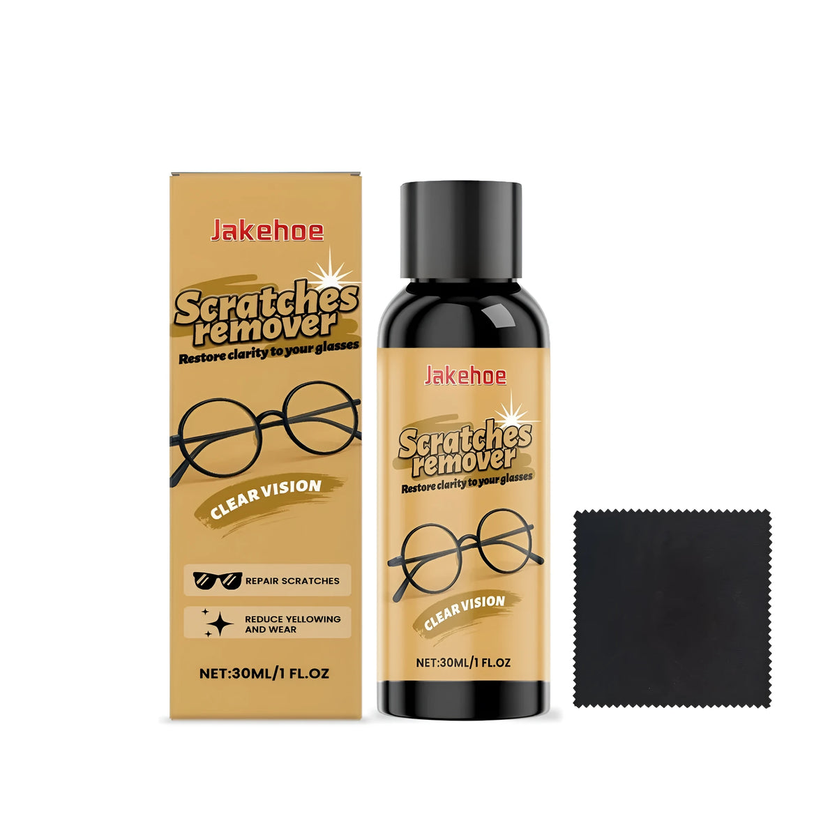 30ml glasses scratch remover bottle with microfiber cloth for optical lens scratch removal