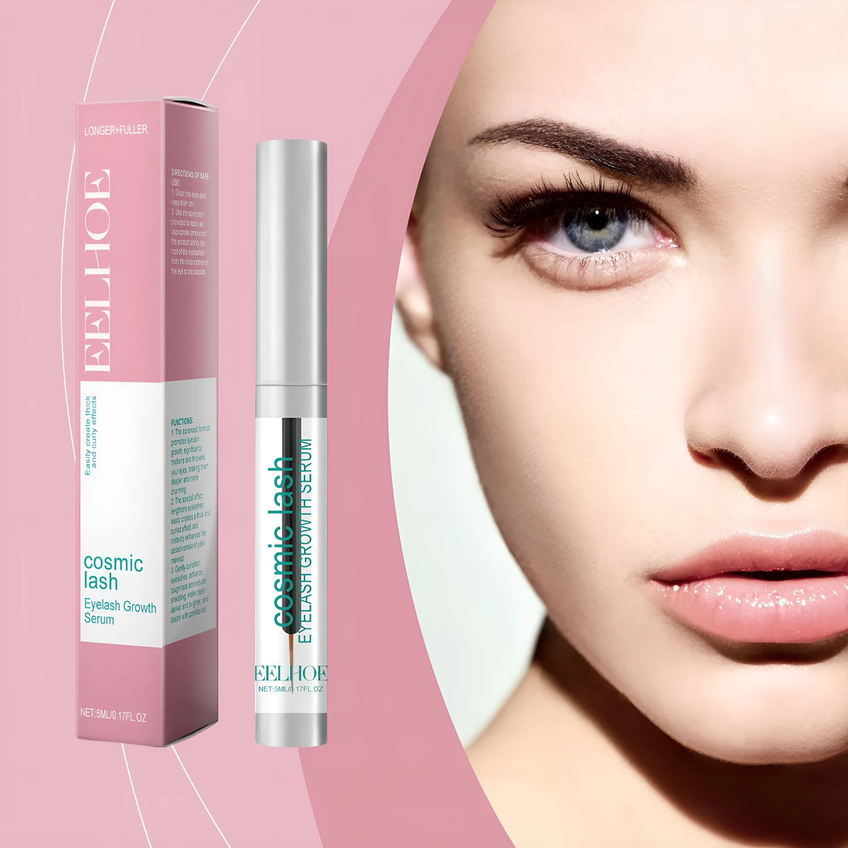 5ml eyelash essence liquid bottle, 1.4 x 1.4 x 8.9cm, natural makeup lash care product