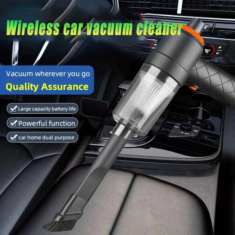Black wireless handheld car vacuum cleaner with 0.5L dust cup for car interior and home use