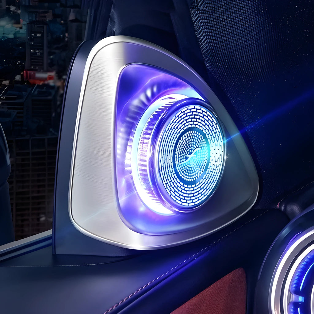 Mercedes-Benz GLC X254 door speakers with rotating Burmester-style tweeters in ABS housing