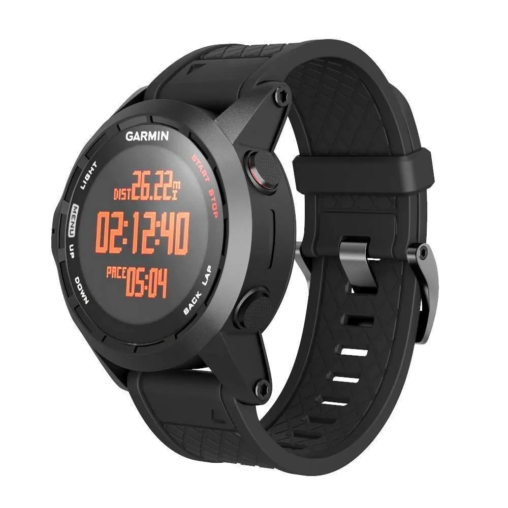 Jiaming 26mm wide silicone sports watch strap shown in black, one of eight available colours