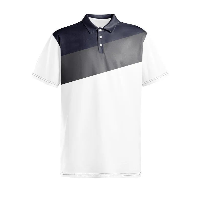 Men's loose fit grey T-shirt with vibrant colourful 3D digital pattern print on the front.