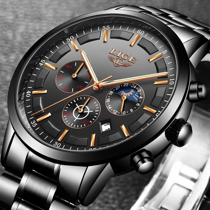 Men's waterproof quartz sports watch in multiple colours with 12mm thickness