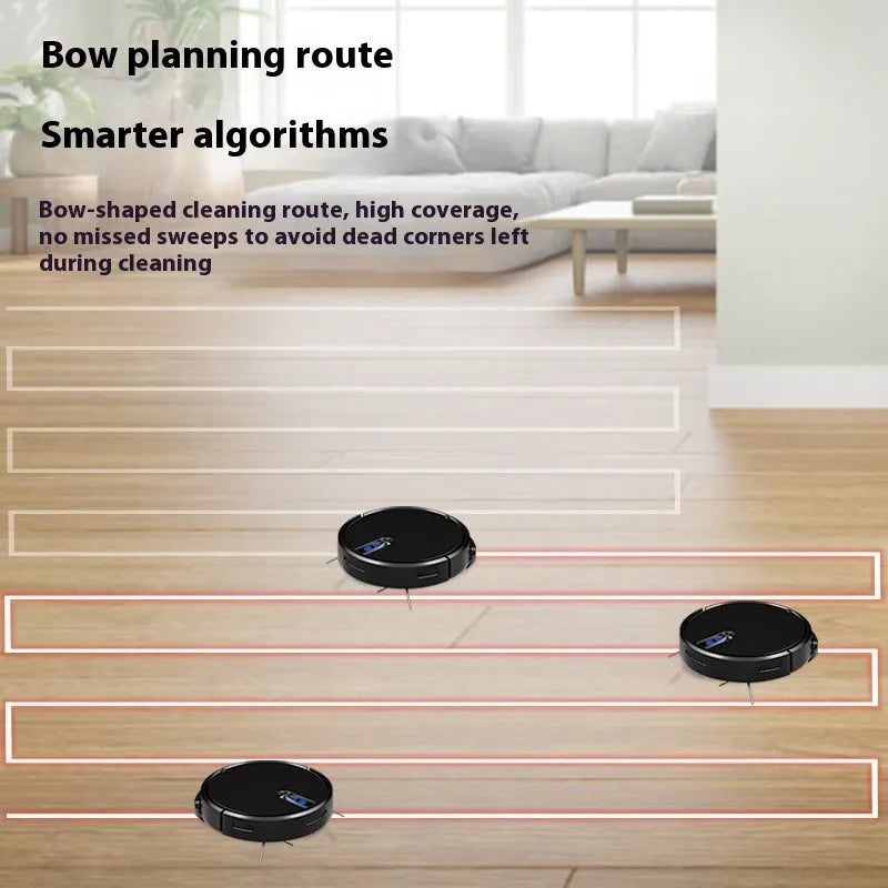 Intelligent sweeping machine with brushless 25W motor, 90-120 sqm coverage, white or black, remote control