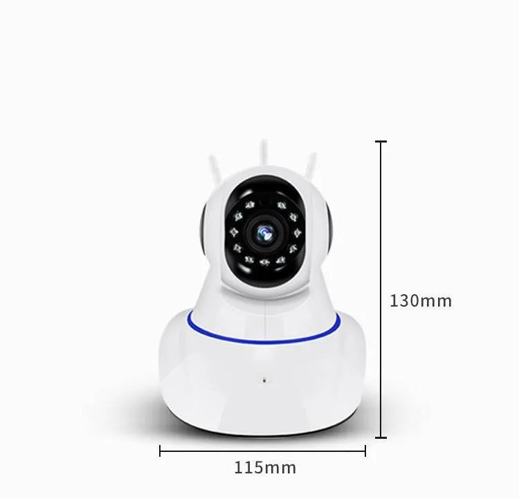 White dome-style wireless security camera with 2MP resolution for indoor and outdoor monitoring