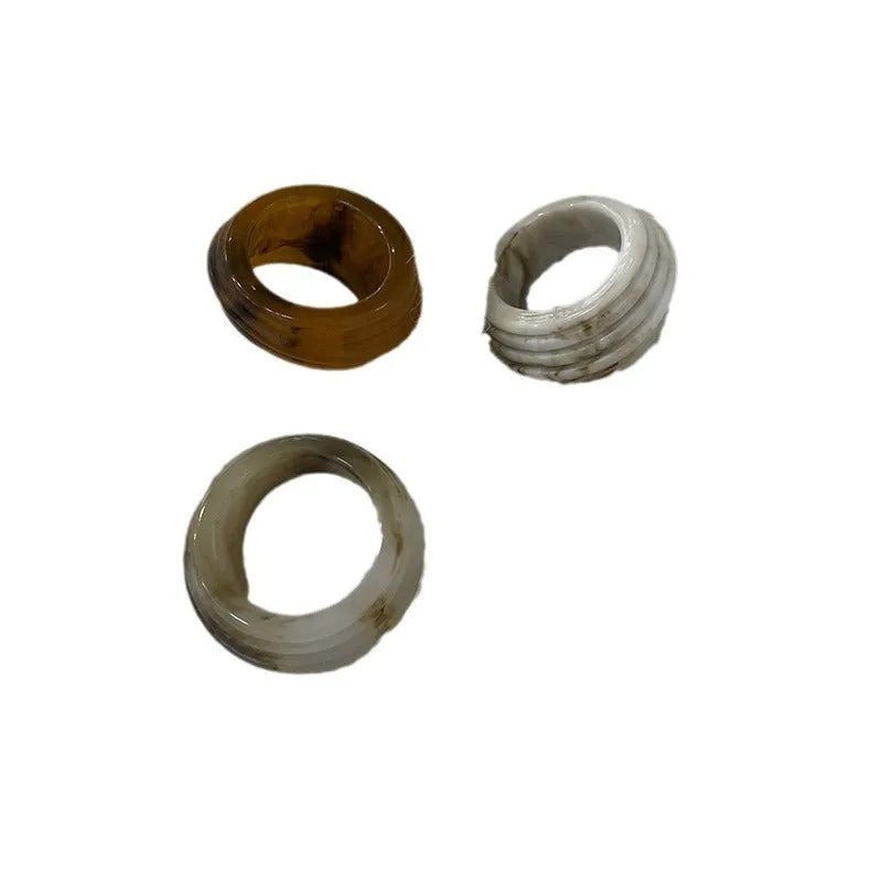 Chinese style irregular geometric resin wide ring in brown colour options