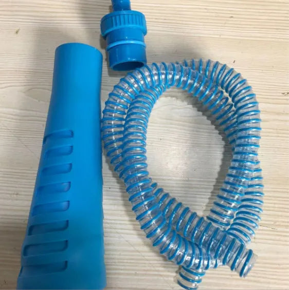 Blue plastic suction pipe vacuum cleaner attachment for washing machine dust cleaning, 114cm length with round head