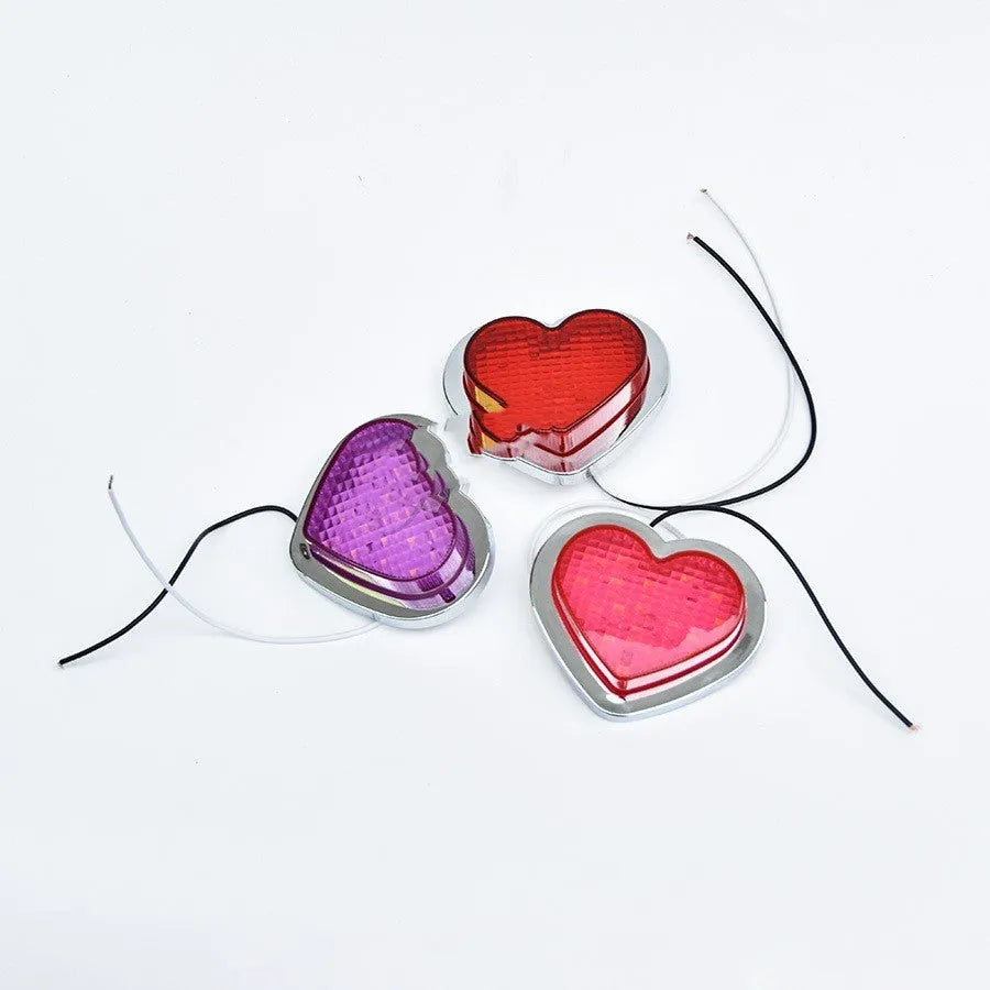 Heart-shaped 12V automotive fender sidelight with LED illumination in multiple colour options