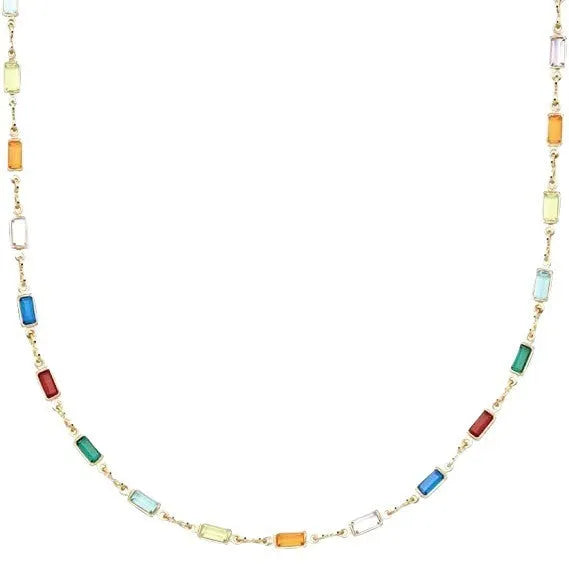 Ladies geometric crystal necklace with alloy chain and adjustable 41-50cm length