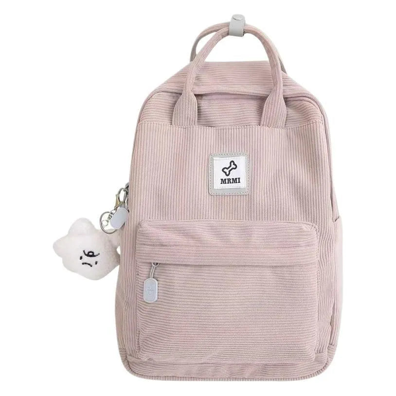Retro hand-carrying backpack for junior high school with document bag, computer pocket, and sewing-line detail