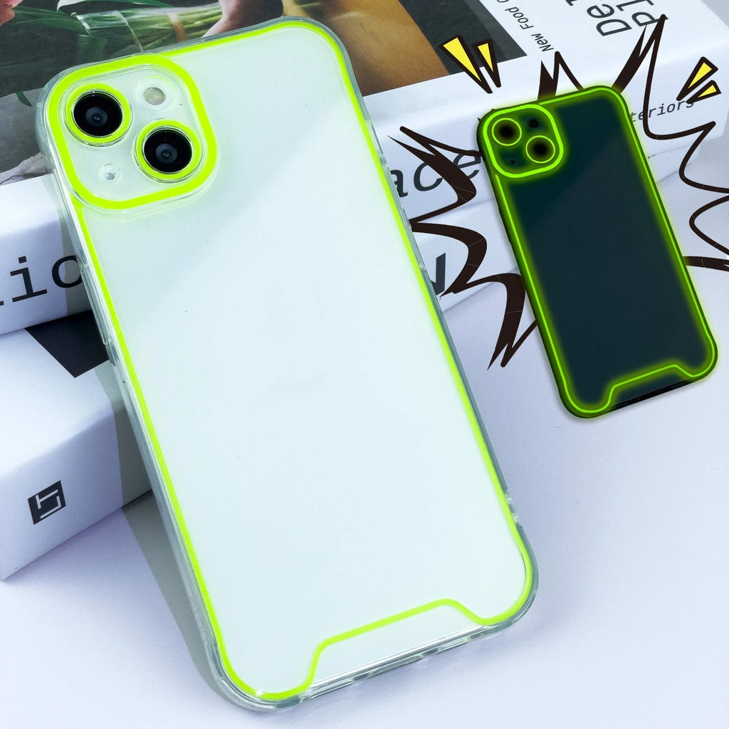 Glow in the dark Christmas theme TPU soft shell phone case for Apple iPhone on green background