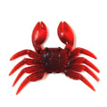 Red and brown 8cm long PVC soft plastic crab fishing lure on a white background.