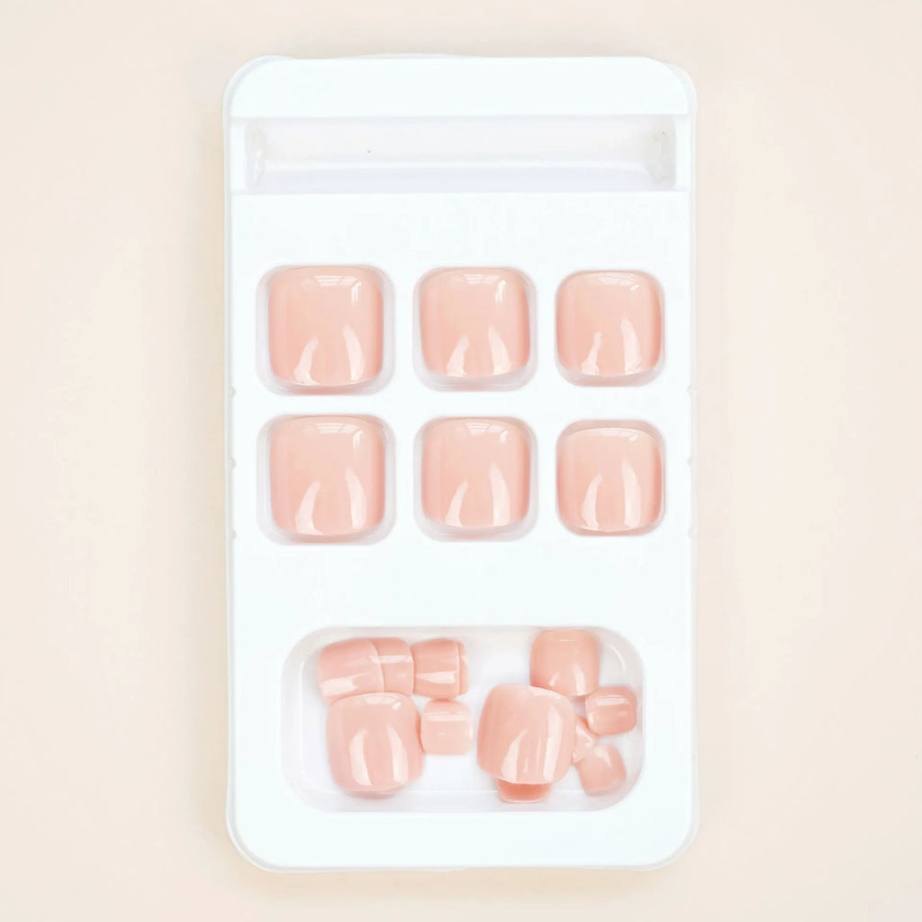 Skin colour J-52 plastic false toenail stickers set with adhesive glue for decorative foot enhancement
