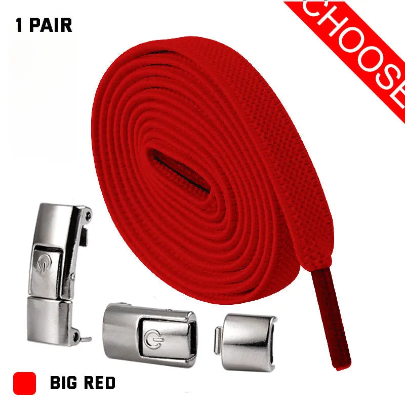8mm widened flat elastic shoelaces with press lock mechanism in black and white for sneakers