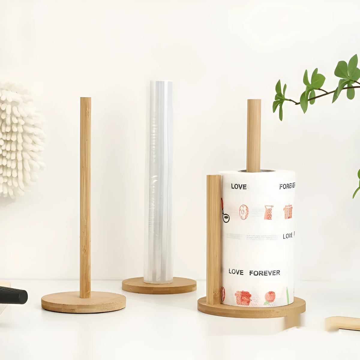 Wooden vertical tissue holder, square 14.5 x 28cm rag stand for kitchen or restaurant table