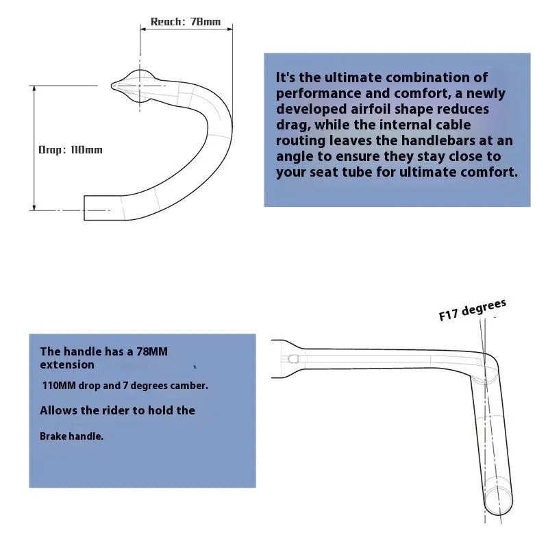 Carbon fibre road bicycle handlebar showing black double line pattern and 31.8mm clamp section.