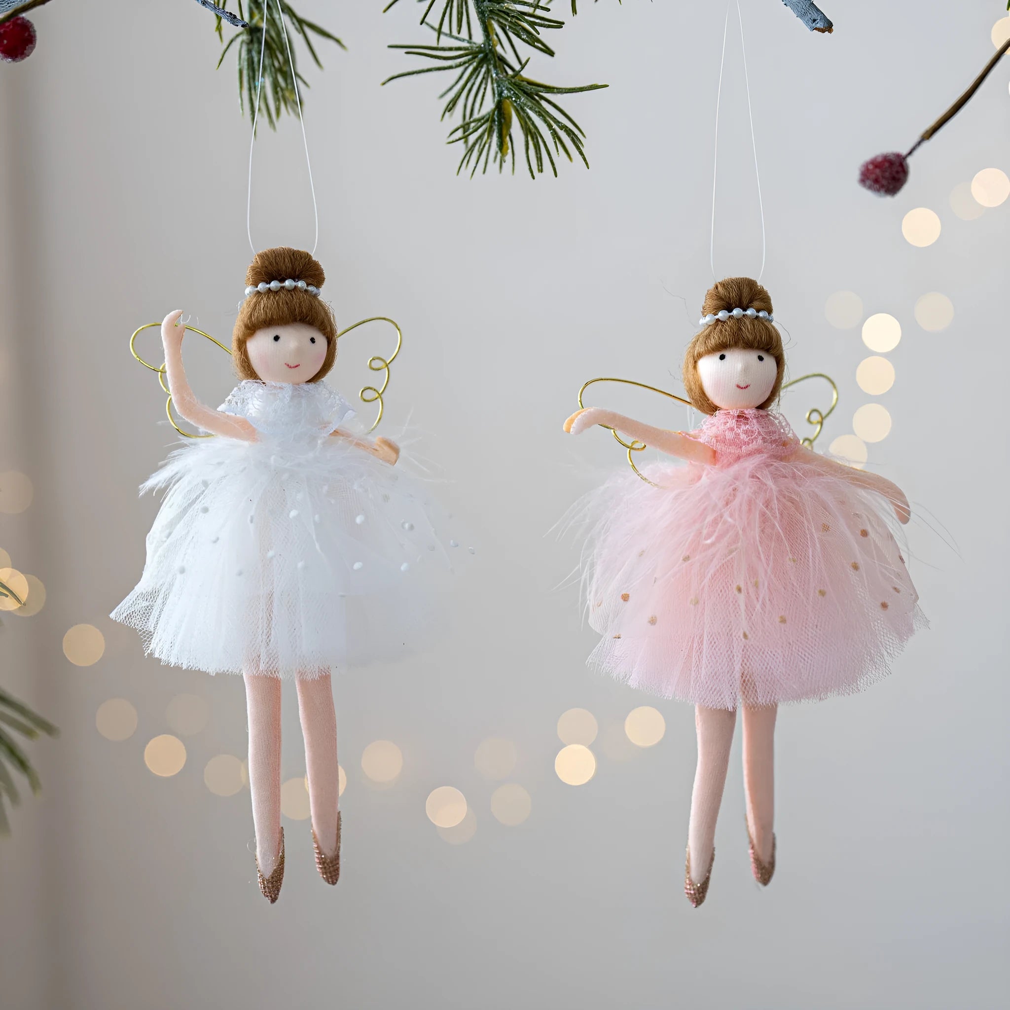 Pink and white cloth ballet girl angel plush pendant doll with modern simple style