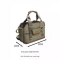 Small pet outdoor backpack in light blue or military green, size S for cats and dogs under 5kg, water repellent polyester.
