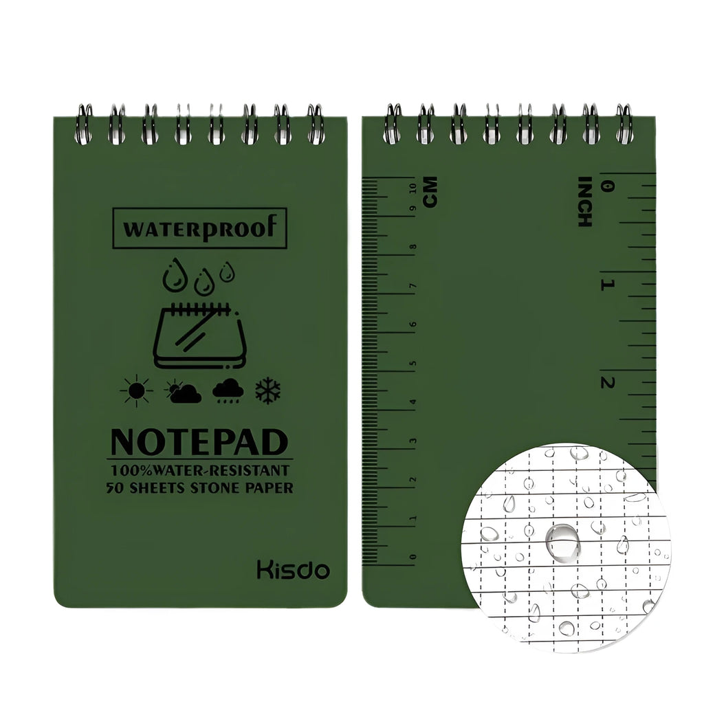 Waterproof spiral notebook with PP cover and stone paper pages in multiple colour options