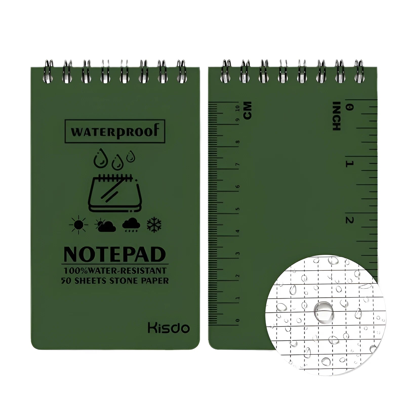 Waterproof spiral notebook with PP cover and stone paper pages in multiple colour options