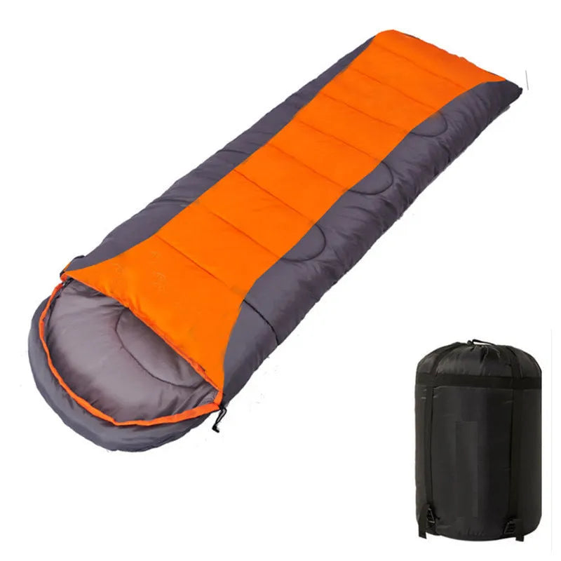 Envelope sleeping bag in orange and gray colour for camping and outdoor travel