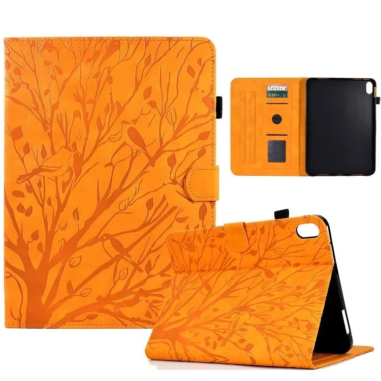 Imitation leather tablet protective case in multiple colours with a built-in stand bracket open.