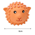 Orange and yellow spiky squeaky dog toy with animal design for small medium breeds