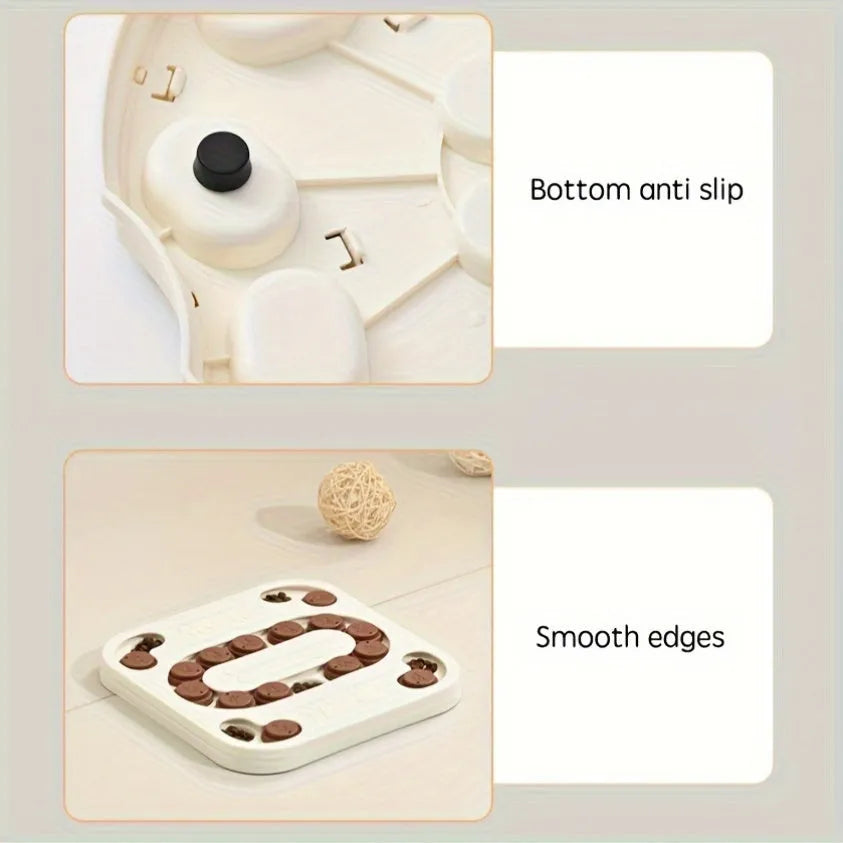 Interactive slow food bowl for pets, round or square, plastic multi-stage challenge for dogs and cats.